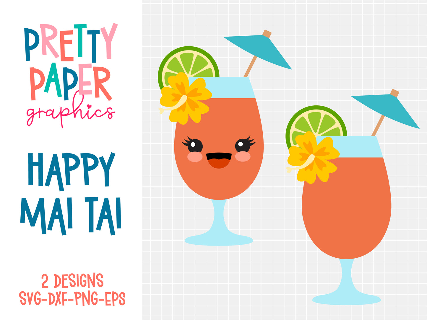 Pretty Paper Graphics Happy Mai Tai SVG Cut Files