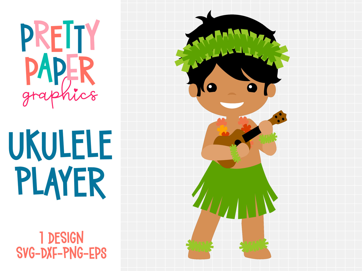 Pretty Paper Graphics Ukulele Player SVG Cut Files