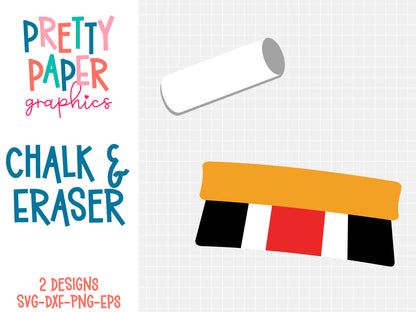 Chalk and Eraser SVG Cut Files by Pretty Paper Graphics