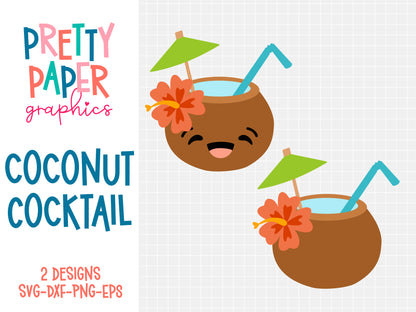 Pretty Paper Graphics Coconut Cocktail SVG Cut Files