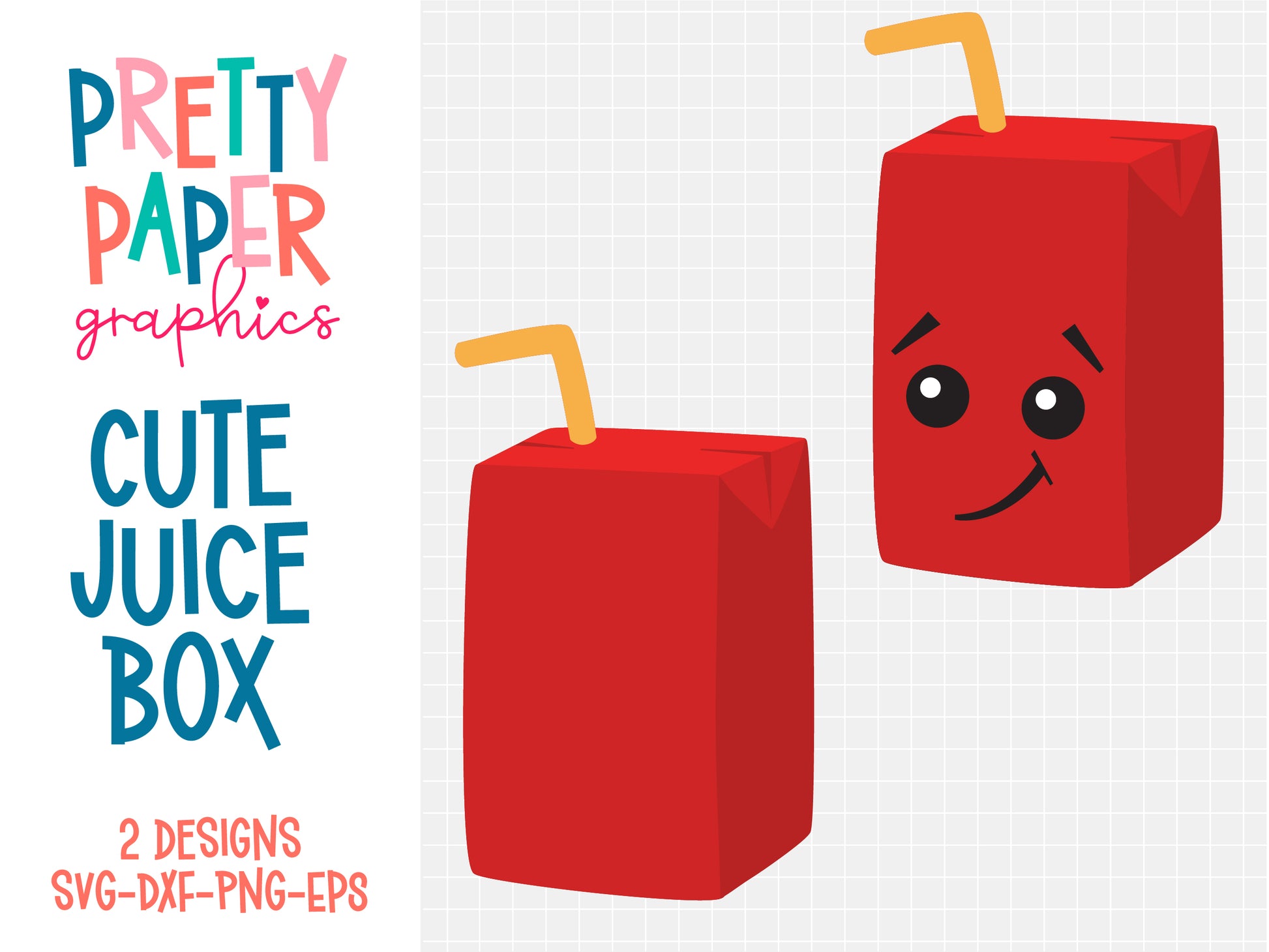 Cute Juice Box SVG Cut Files by Pretty Paper Graphics