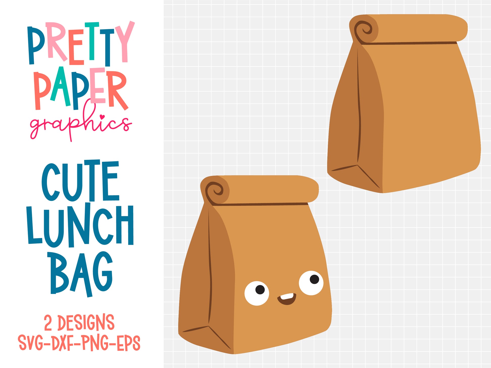 Cute Lunch Bag SVG Cut Files by Pretty Paper Graphics
