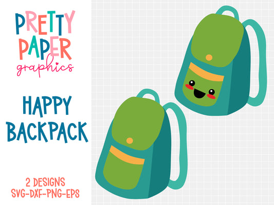 Happy Backpack SVG Cut Files by Pretty Paper Graphics