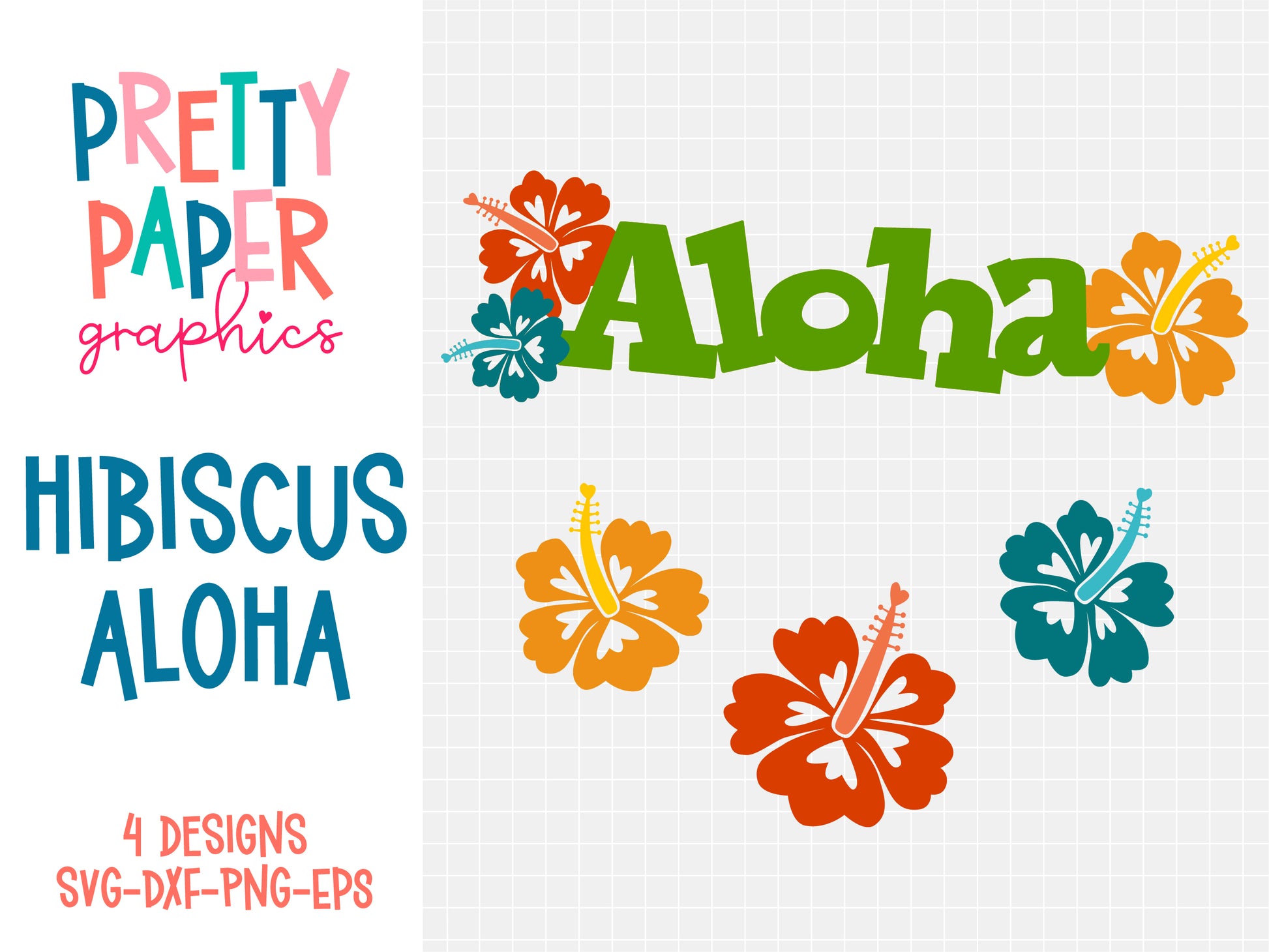 Pretty Paper Graphics Hibiscus Aloha SVG Cut Files