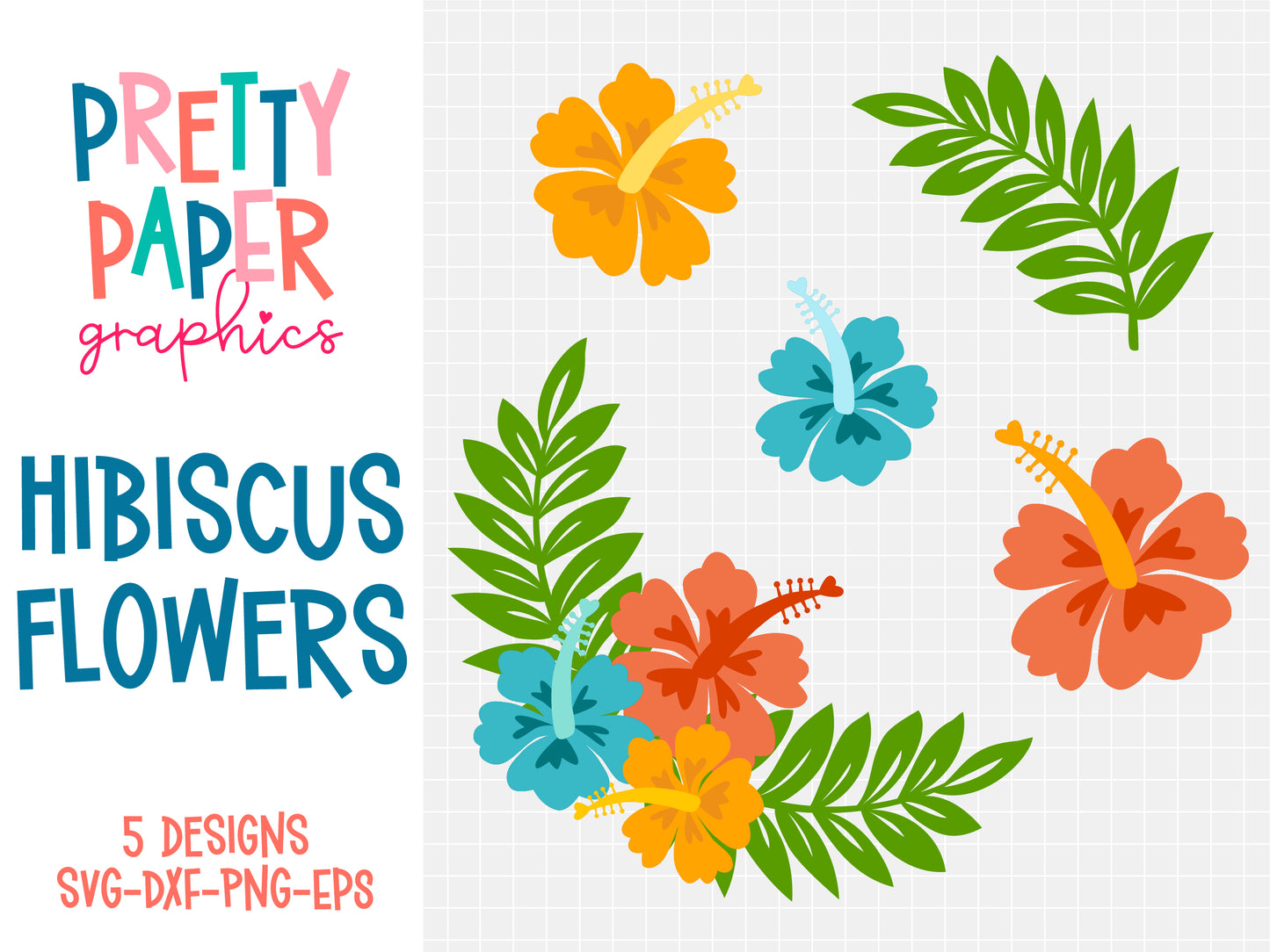 Pretty Paper Graphics Hibiscus Flowers SVG Cut Files Preview Image