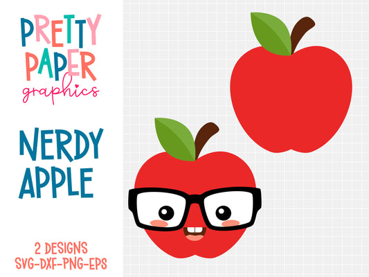 Nerdy Apple SVG Cut Files by Pretty Paper Graphics