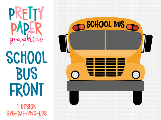 School Bus Front SVG Cut Files by Pretty Paper Graphics
