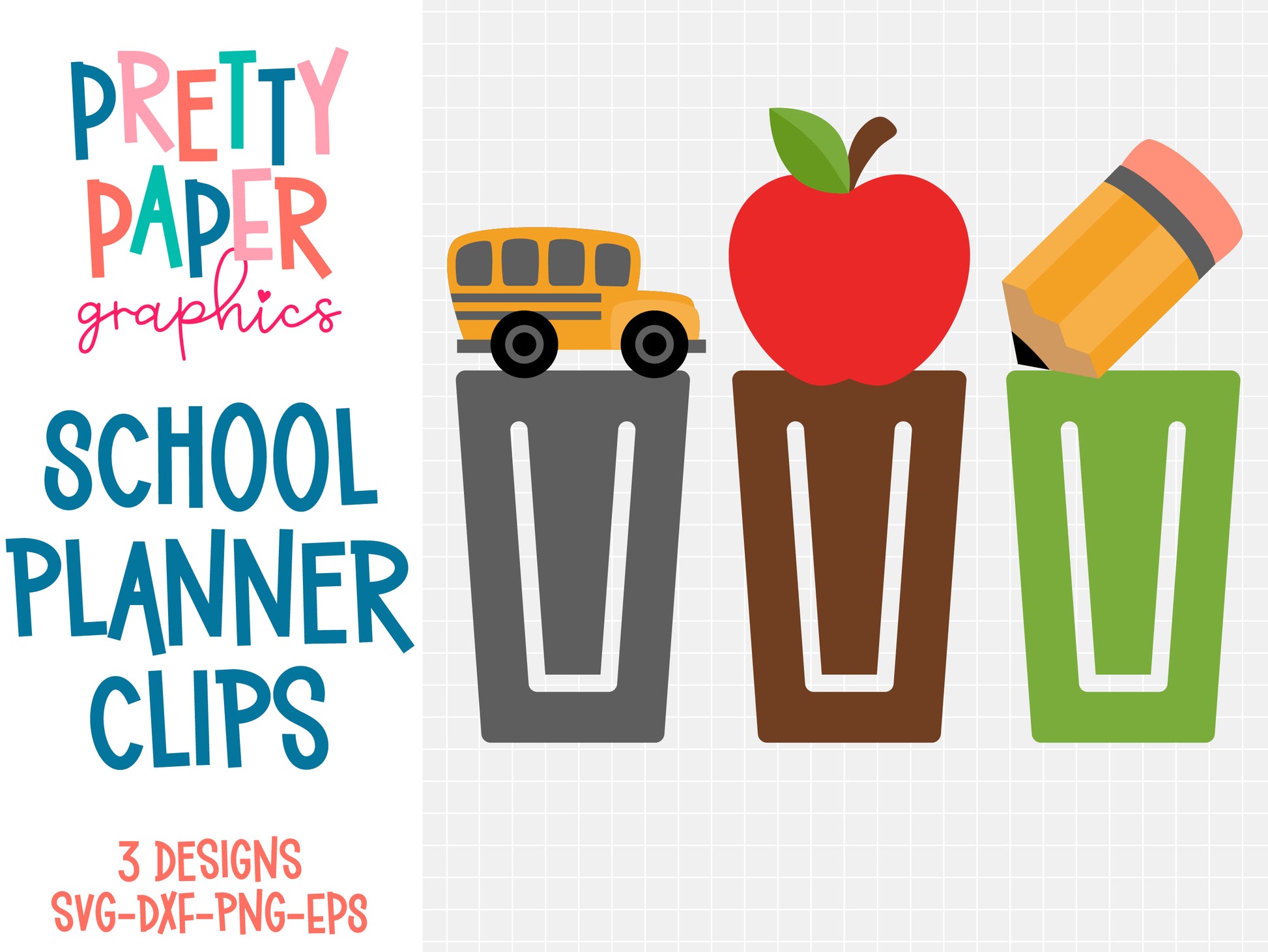 School Planner Clips SVG Cut Files by Pretty Paper Graphics