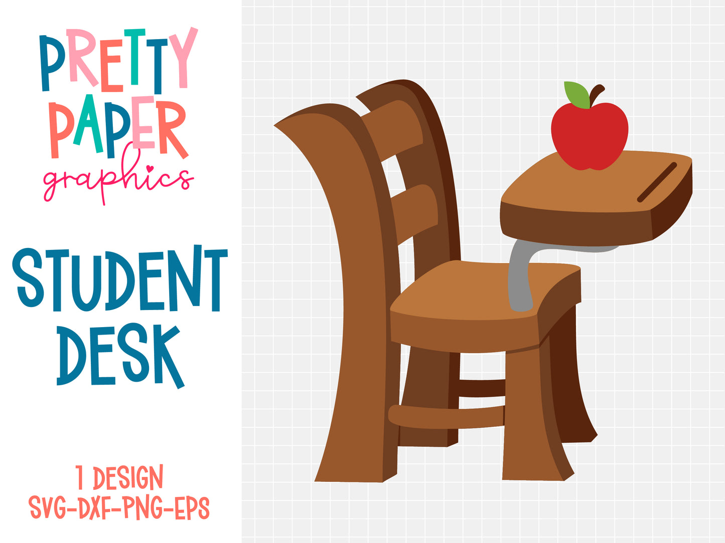 Student Desk SVG Cut Files by Pretty Paper Graphics