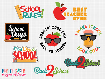 School Days SVG Bundle by Pretty Paper Graphics t-shirt designs and text files